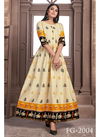 Yellow Colour Fashion Galleria MAHER Vol-1 Jam Satin Casual Wear New Long Gown Kurtis 2004 